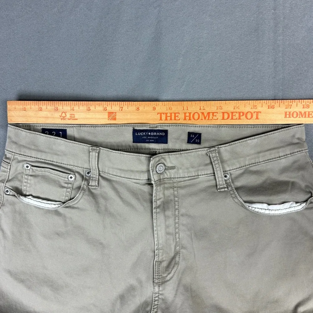 Lucky Brand Pants Mens 36x30 (36x29) Khaki Tan 221 Straight Leg Casual Trousers